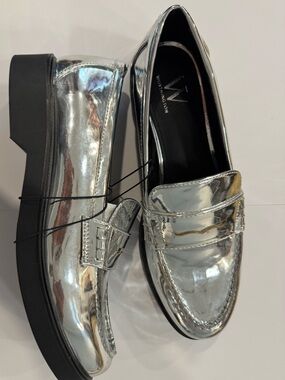 Worthington Metallic Silver Penny Loafers